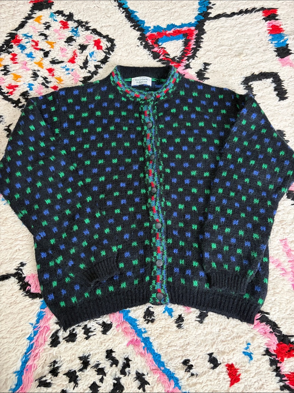 United Colors of Benetton Vintage Mohair Blend Cardigan Sweater